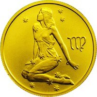 Памятная золотая монета 25 рублей 2002 года из серии «Знаки зодиака» — Дева, реверс Фото памятная золотая монета 25 рублей 2002 года из серии «Знаки зодиака» — Дева, реверс