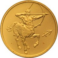 Памятная золотая монета 25 рублей 2002 года из серии «Знаки зодиака» — Стрелец, реверс Фото памятная золотая монета 25 рублей 2002 года из серии «Знаки зодиака» — Стрелец, реверс