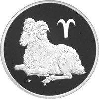 Юбилейная серебряная монета 2 рубля 2003 года из серии «Знаки зодиака» — Овен, реверс Фото юбилейная серебряная монета 2 рубля 2003 года из серии «Знаки зодиака» — Овен, реверс