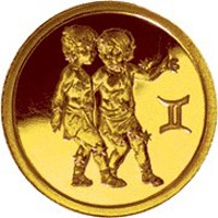 Коллекционная золотая монета 25 рублей 2003 года из серии «Знаки зодиака» — Близнецы, реверс Фото коллекционная золотая монета 25 рублей 2003 года из серии «Знаки зодиака» — Близнецы, реверс