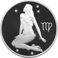 Юбилейная серебряная монета 3 рубля 2003 года из серии «Знаки зодиака» — Дева, реверс Фото юбилейная серебряная монета 3 рубля 2003 года из серии «Знаки зодиака» — Дева, реверс