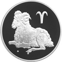 Юбилейная серебряная монета 3 рубля 2004 года из серии «Знаки зодиака» — Овен, реверс Фото юбилейная серебряная монета 3 рубля 2004 года из серии «Знаки зодиака» — Овен, реверс