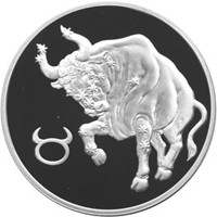 Юбилейная серебряная монета 3 рубля 2004 года из серии «Знаки зодиака» — Телец, реверс Фото юбилейная серебряная монета 3 рубля 2004 года из серии «Знаки зодиака» — Телец, реверс