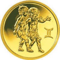 Памятная золотая монета 50 рублей 2004 года из серии «Знаки зодиака» — Близнецы, реверс Фото памятная золотая монета 50 рублей 2004 года из серии «Знаки зодиака» — Близнецы, реверс