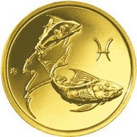 Памятная золотая монета 50 рублей 2004 года из серии «Знаки зодиака» — Рыбы, реверс Фото памятная золотая монета 50 рублей 2004 года из серии «Знаки зодиака» — Рыбы, реверс