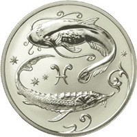 Памятная серебряная монета 2 рубля 2005 года из серии «Знаки зодиака» — Рыбы, реверс Фото памятная серебряная монета 2 рубля 2005 года из серии «Знаки зодиака» — Рыбы, реверс