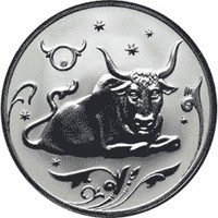 Памятная серебряная монета 2 рубля 2005 года из серии «Знаки зодиака» — Телец, реверс Фото памятная серебряная монета 2 рубля 2005 года из серии «Знаки зодиака» — Телец, реверс