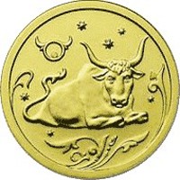 Коллекционная золотая монета 25 рублей 2005 года из серии «Знаки зодиака» — Телец, реверс Фото коллекционная золотая монета 25 рублей 2005 года из серии «Знаки зодиака» — Телец, реверс
