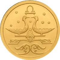 Коллекционная золотая монета 25 рублей 2005 года из серии «Знаки зодиака» — Весы, реверс Фото коллекционная золотая монета 25 рублей 2005 года из серии «Знаки зодиака» — Весы, реверс