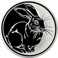 Коллекционная серебряная монета 3 рубля 2010 года из серии «Лунный календарь» — Кролик, реверс Фото коллекционная серебряная монета 3 рубля 2010 года из серии «Лунный календарь» — Кролик, реверс