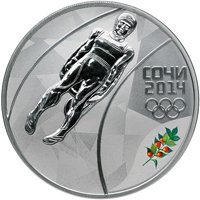 Юбилейная серебряная монета 3 рубля 2013 года из серии «XXII Олимпийские зимние игры и XI Паралимпийские зимние игры 2014 года в Сочи» — Санный спорт, реверс Фото юбилейная серебряная монета 3 рубля 2013 года из серии «XXII Олимпийские зимние игры и XI Паралимпийские зимние игры 2014 года в Сочи» — Санный спорт, реверс