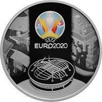 Памятная серебряная монета 3 рубля 2021 года — Чемпионат Европы по футболу 2020 года, реверс Фото памятная серебряная монета 3 рубля 2021 года — Чемпионат Европы по футболу 2020 года, реверс